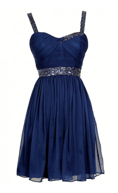 Sparkle and Shine Chiffon Designer Dress by Minuet in Royal Blue